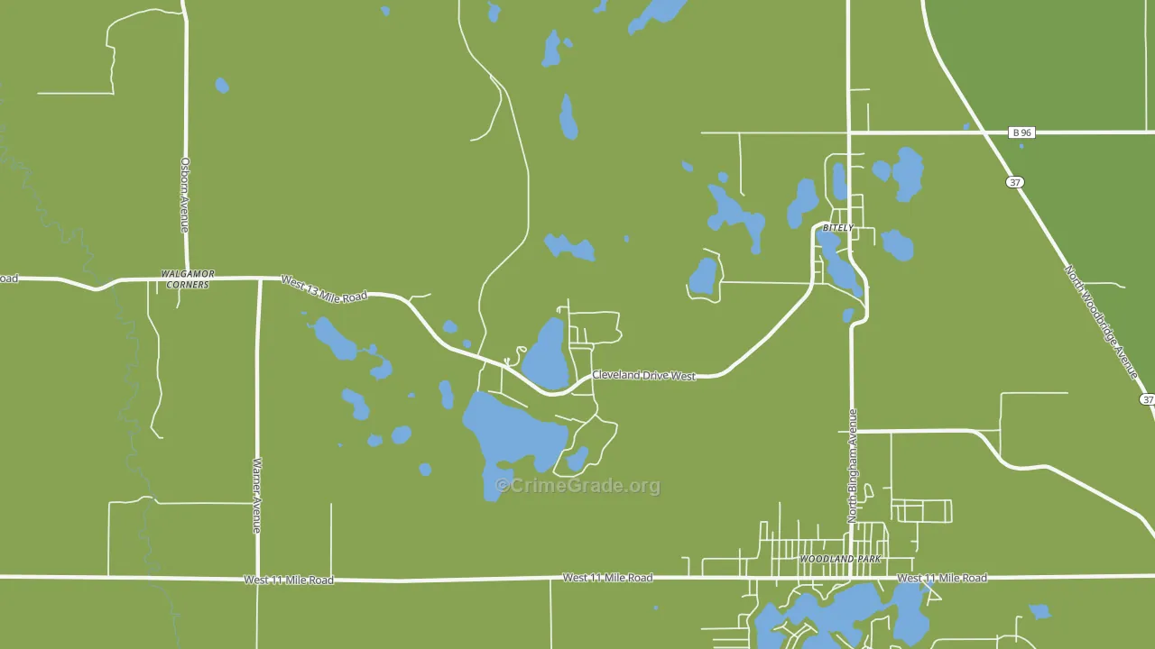 Woodland Park, MI Map of Drug-Related Crime Rates