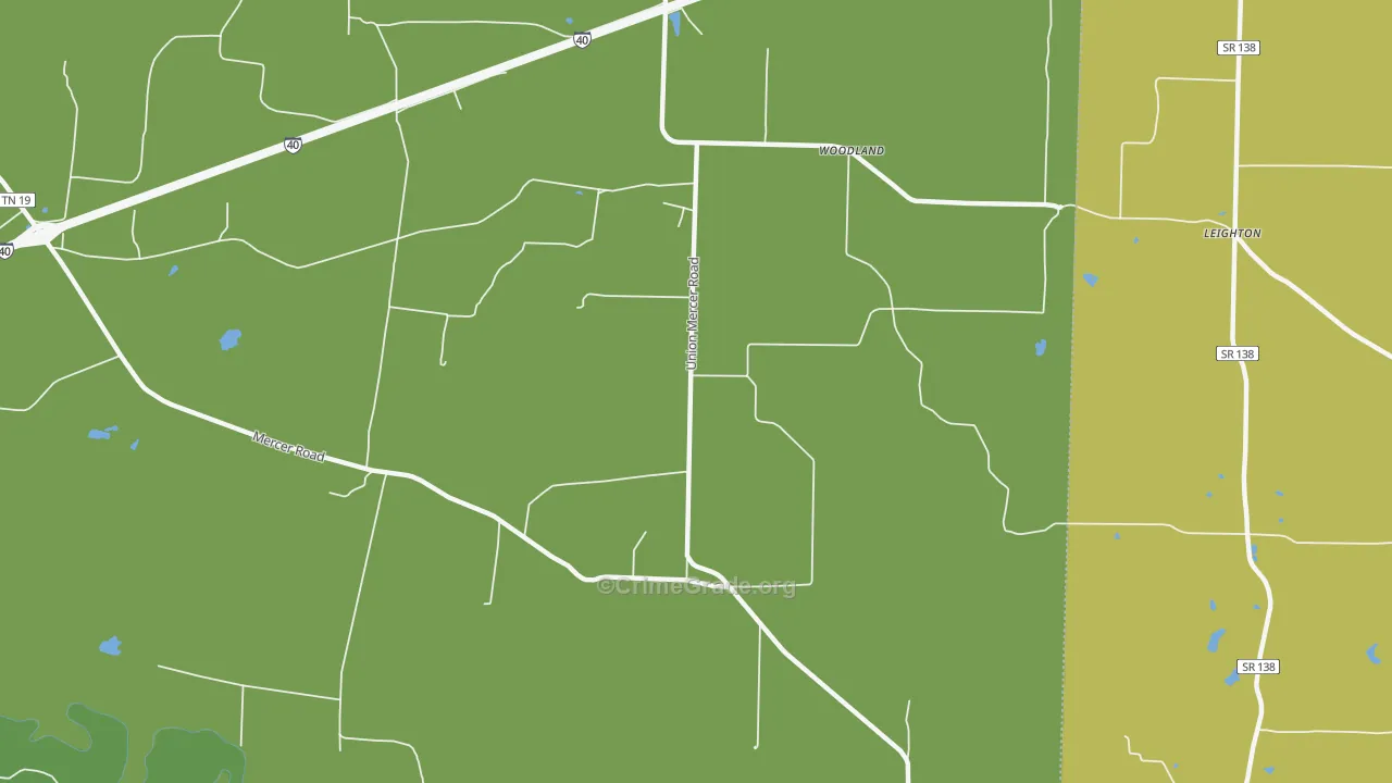 Woodland, TN Map of Drug-Related Crime Rates