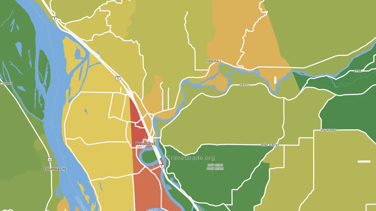 Woodland, WA Map of Drug-Related Crime Rates