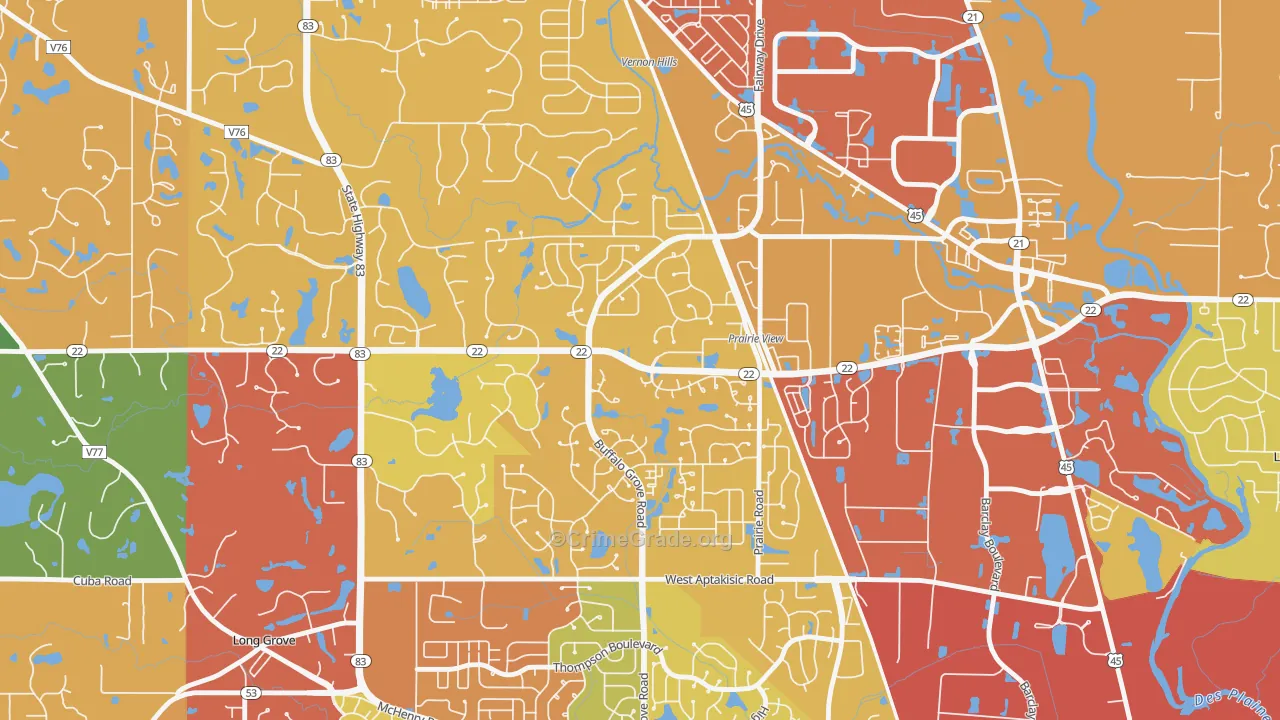 Woodlands at Fiore, Buffalo Grove, IL Map of Drug-Related Crime Rates