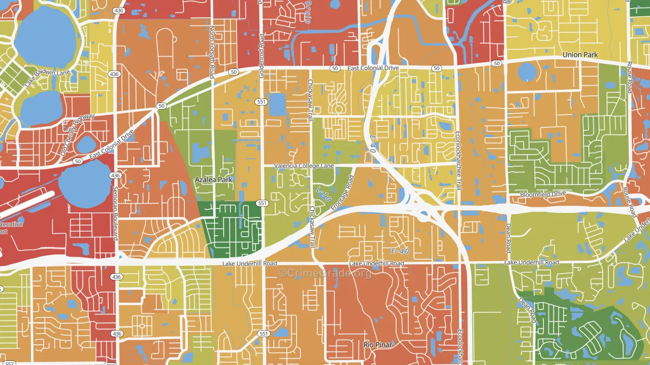 Woodlands-Orlando, Orlando, FL Map of Drug-Related Crime Rates