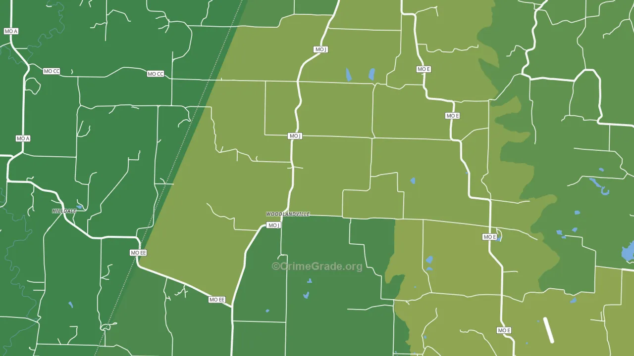 Woodlandville, MO Map of Drug-Related Crime Rates