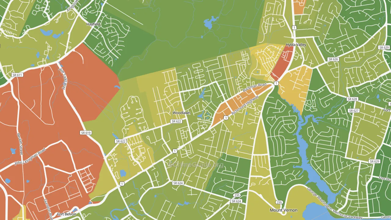 Woodlawn, Alexandria, VA Map of Drug-Related Crime Rates