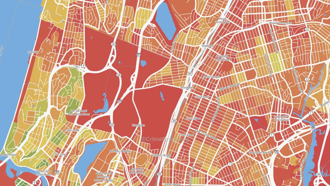 Woodlawn, Bronx, NY Map of Drug-Related Crime Rates
