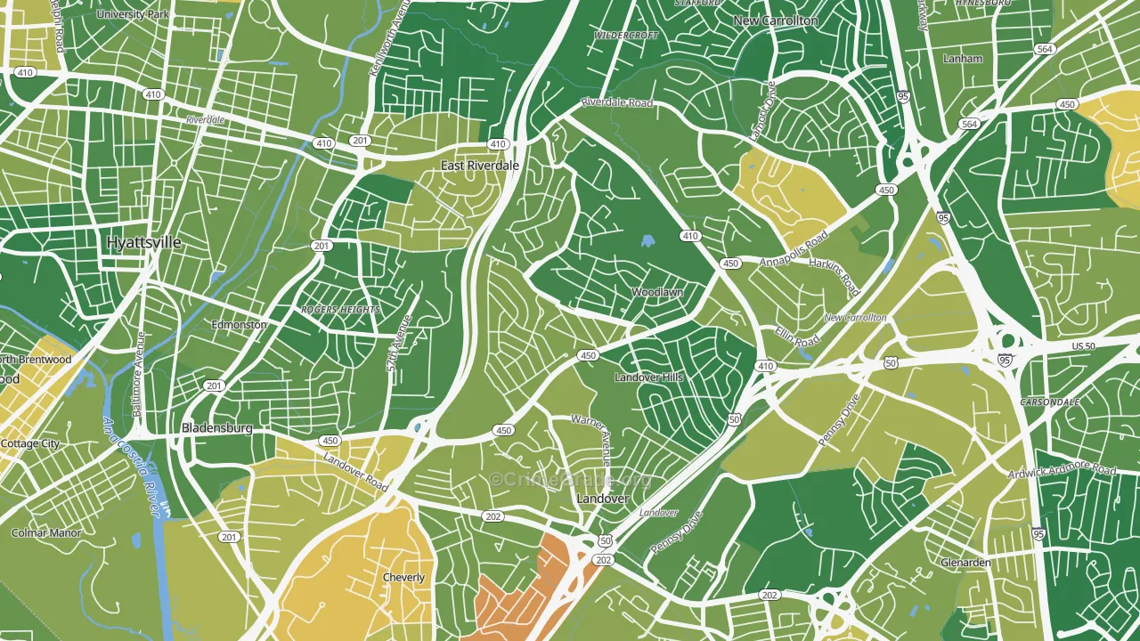 Woodlawn Hayattsville, Hyattsville, MD Map of Drug-Related Crime Rates