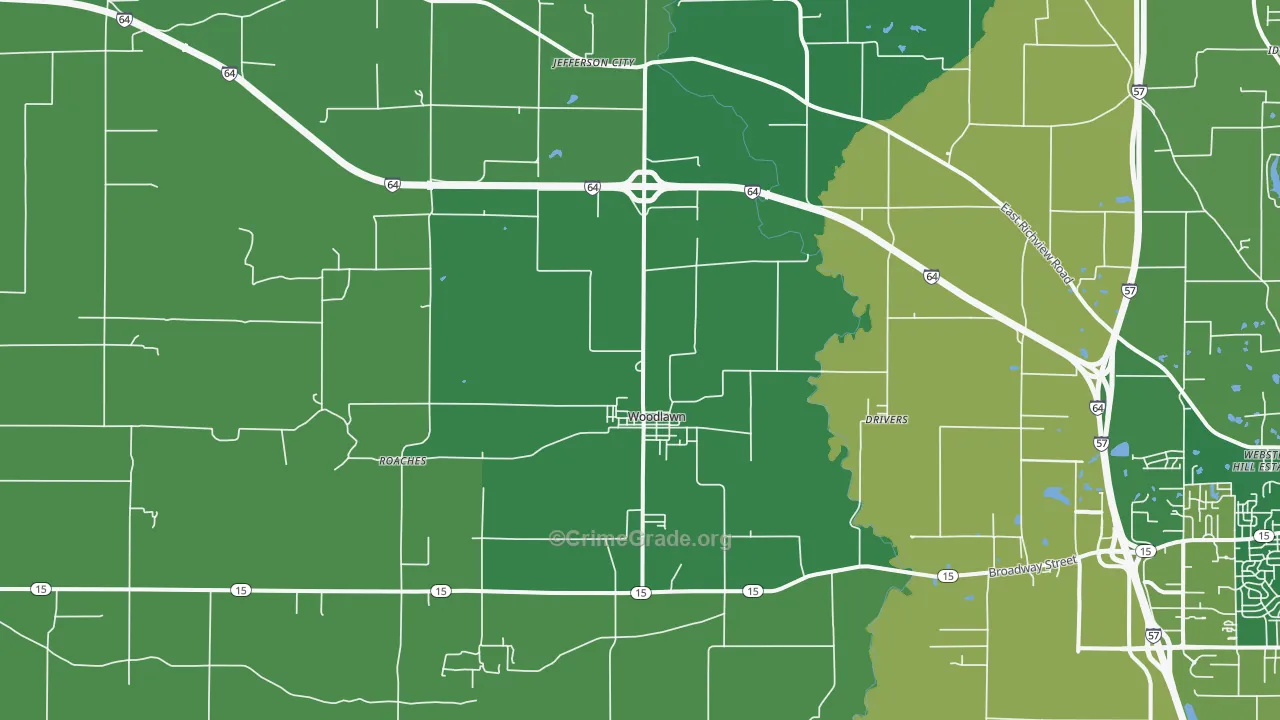 Woodlawn, IL Map of Drug-Related Crime Rates