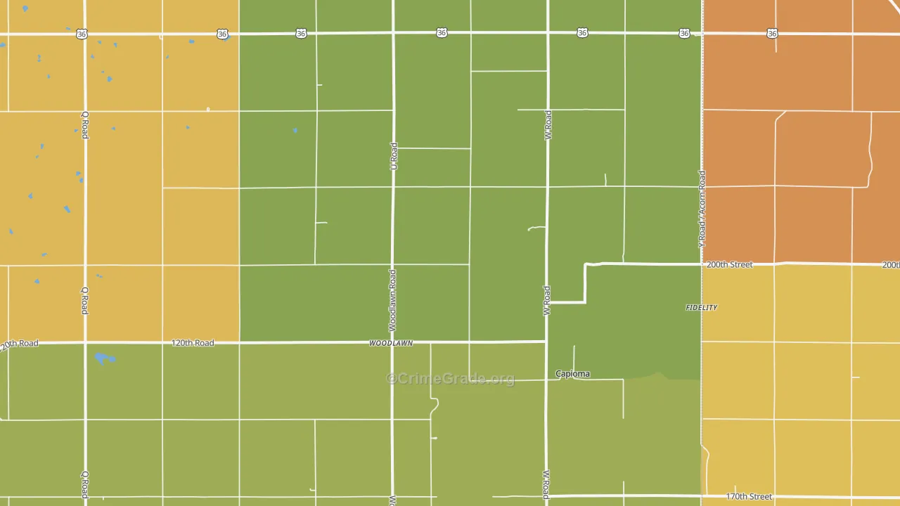 Woodlawn, KS Map of Drug-Related Crime Rates