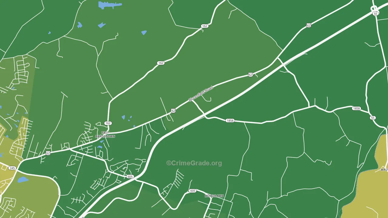 Woodlawn, KY Map of Drug-Related Crime Rates