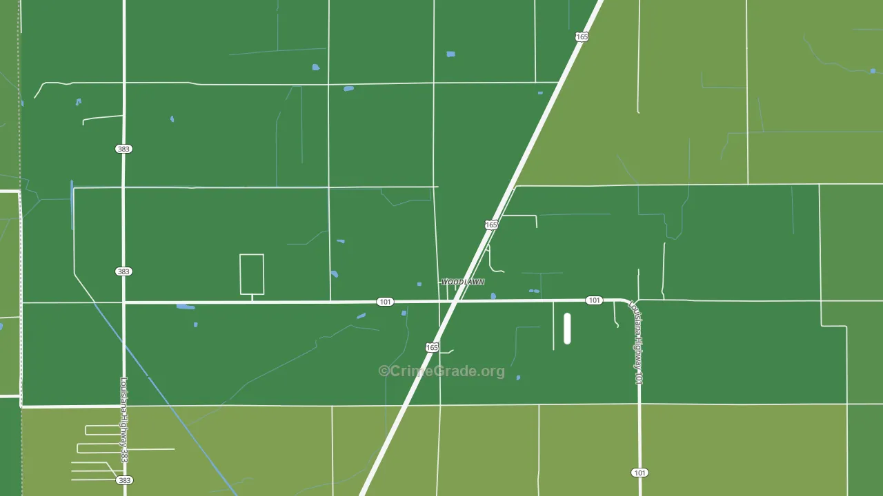 Woodlawn, LA Map of Drug-Related Crime Rates