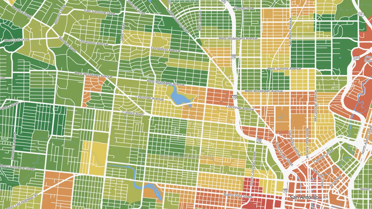 Woodlawn Lake, San Antonio, TX Map of Drug-Related Crime Rates