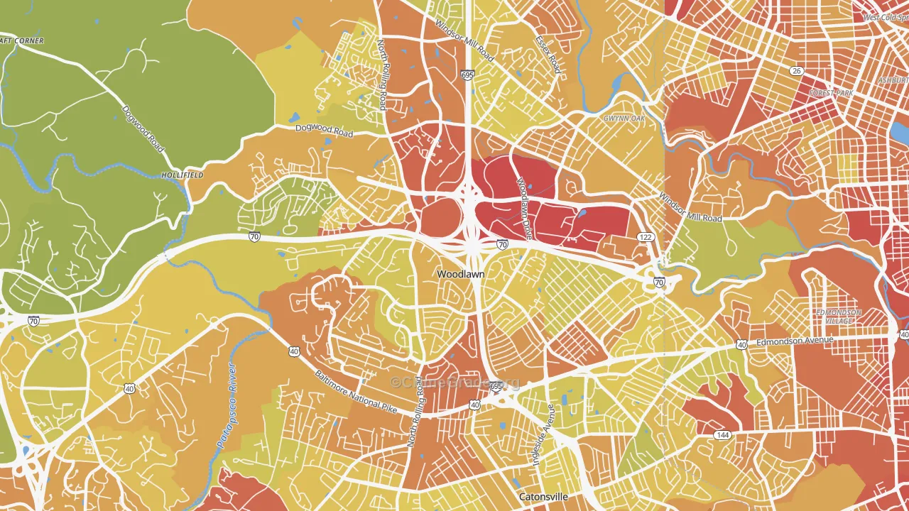 Woodlawn, MD Map of Drug-Related Crime Rates