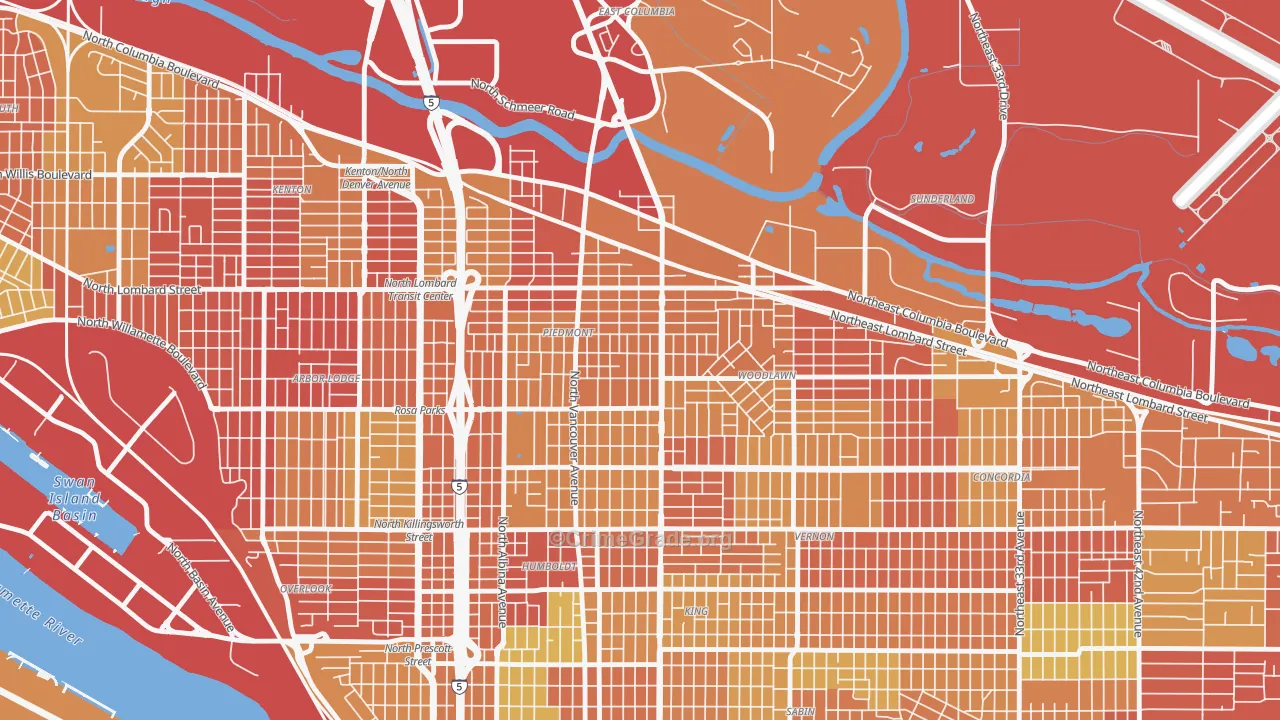 Woodlawn, Portland, OR Map of Drug-Related Crime Rates
