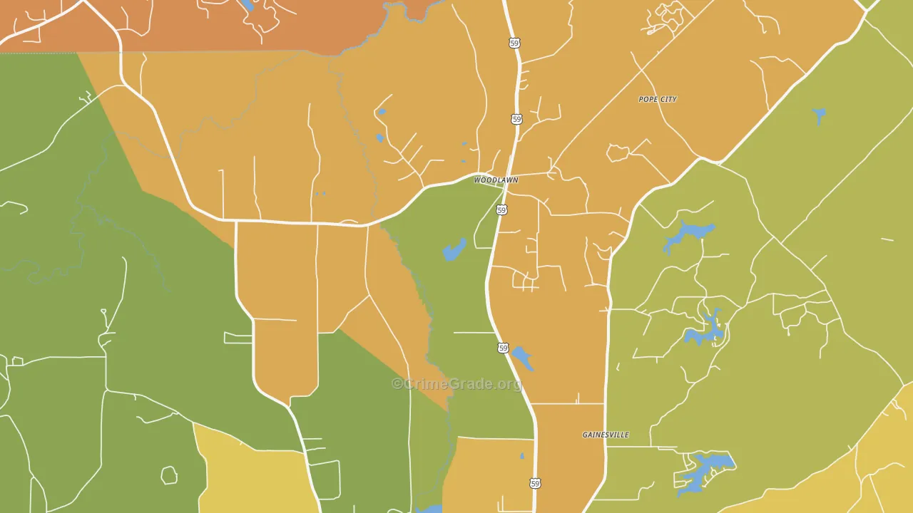 Woodlawn, TX Map of Drug-Related Crime Rates
