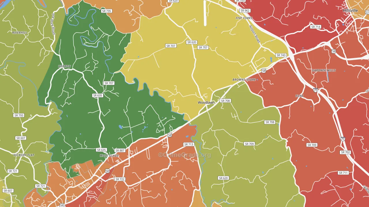 Woodlawn, VA Map of Drug-Related Crime Rates