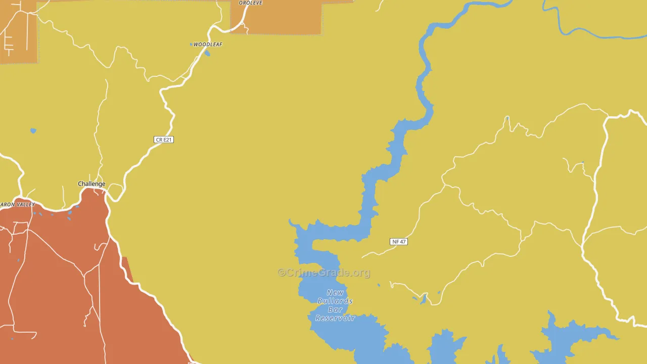 Woodleaf, CA Map of Drug-Related Crime Rates