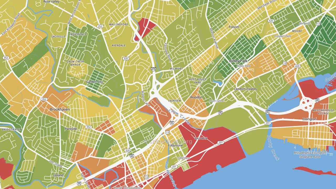 Woodlyn, PA Map of Drug-Related Crime Rates