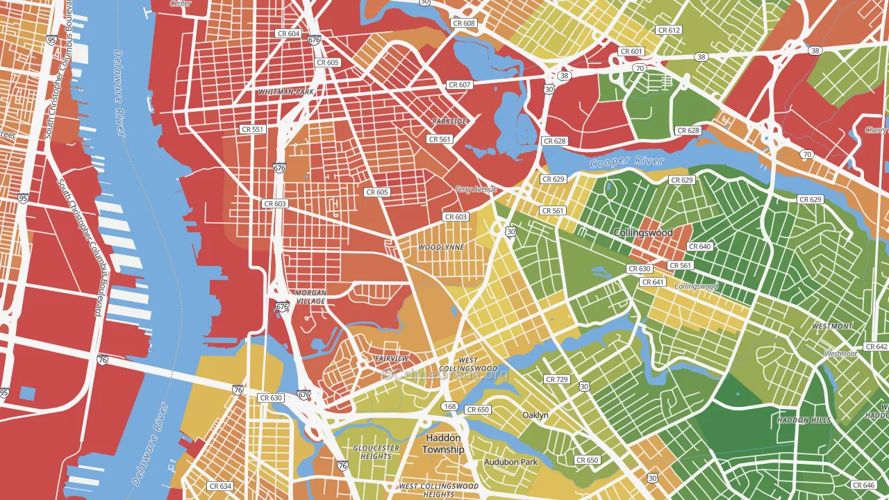 Woodlynne, NJ Map of Drug-Related Crime Rates