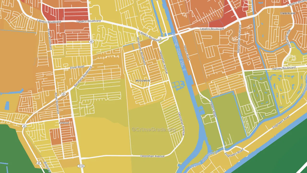 Woodmere, LA Map of Drug-Related Crime Rates