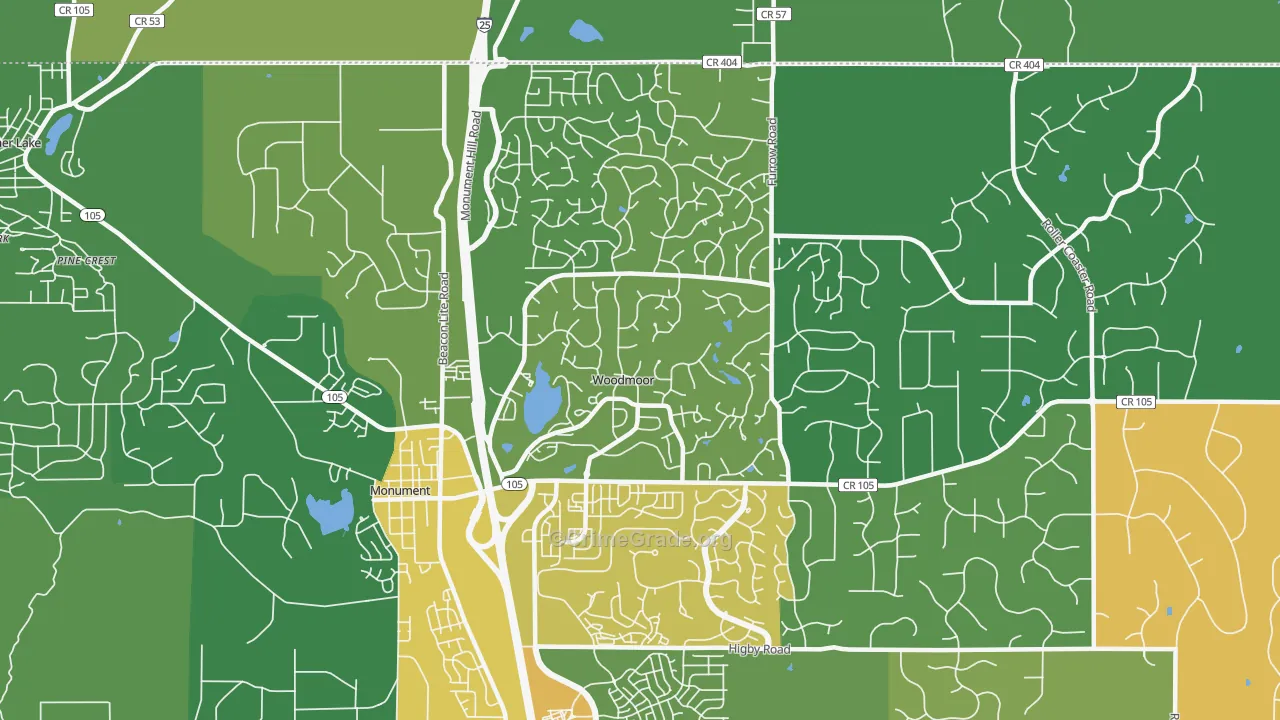 Woodmoor, CO Map of Drug-Related Crime Rates