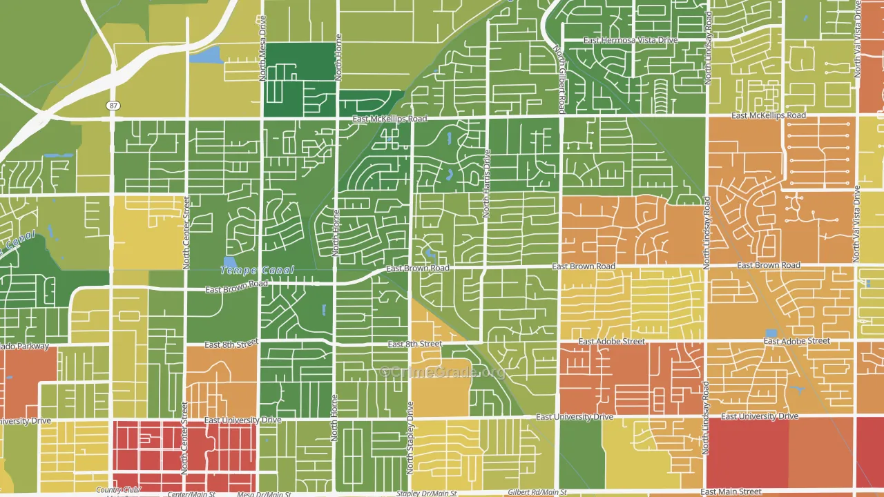 Woodridge Lakes, Mesa, AZ Map of Drug-Related Crime Rates