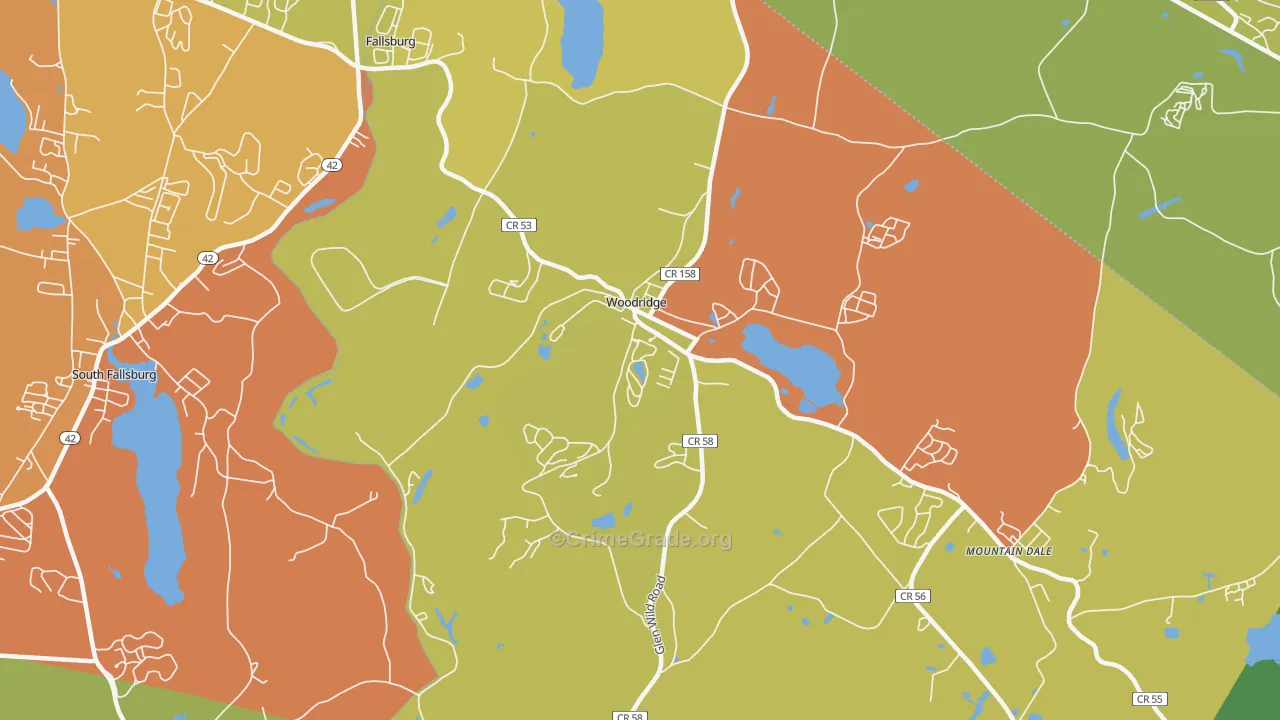 Woodridge, NY Map of Drug-Related Crime Rates
