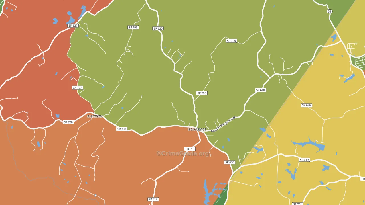 Woodridge, VA Map of Drug-Related Crime Rates