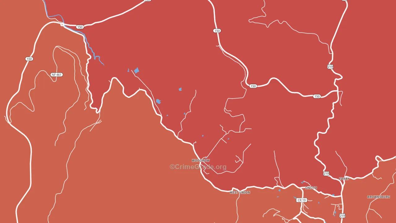 Woodrow, WV Map of Drug-Related Crime Rates