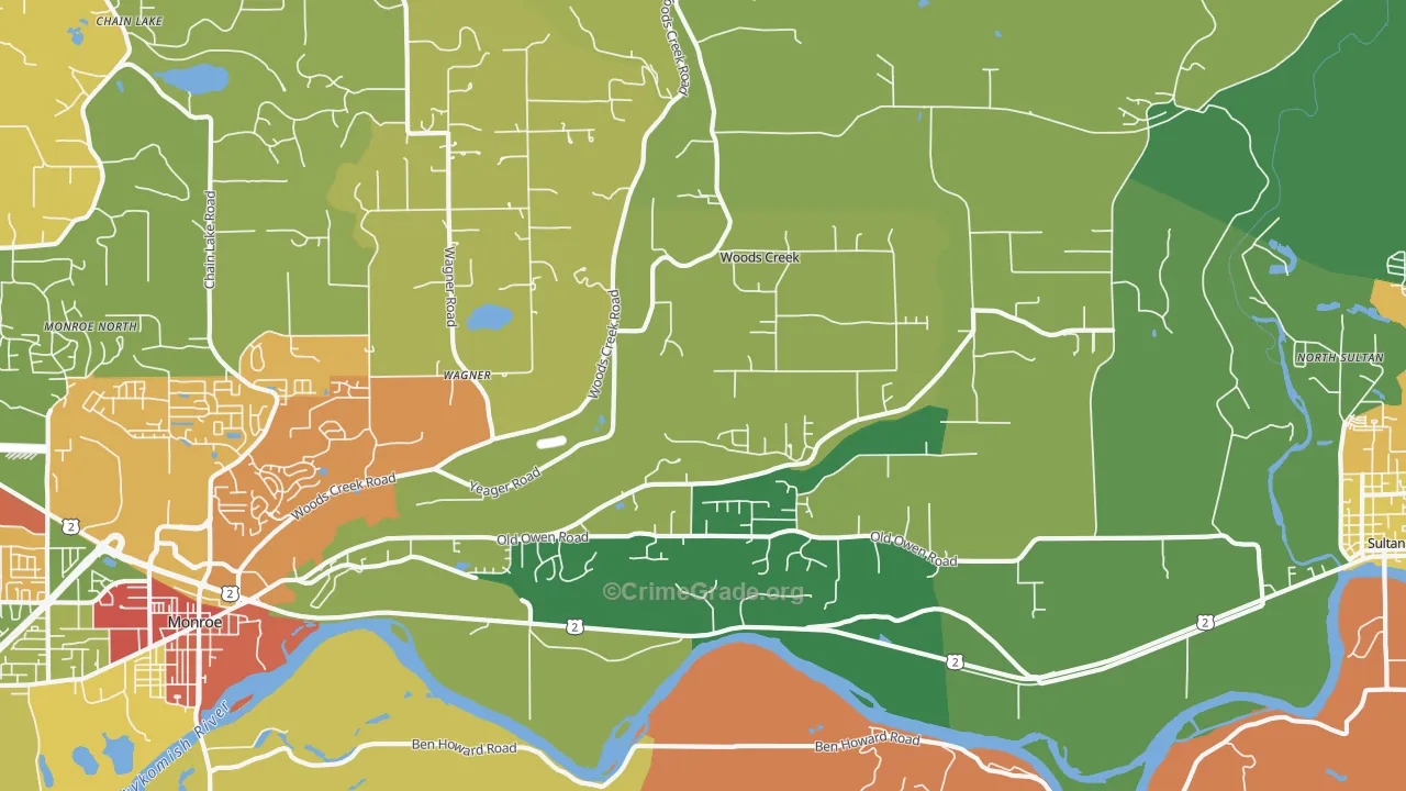Woods Creek, WA Map of Drug-Related Crime Rates