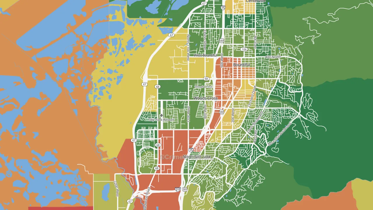 Woods Cross, UT Map of Drug-Related Crime Rates