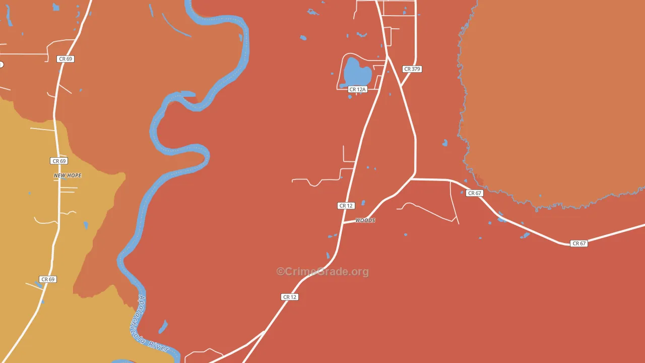Woods, FL Map of Drug-Related Crime Rates