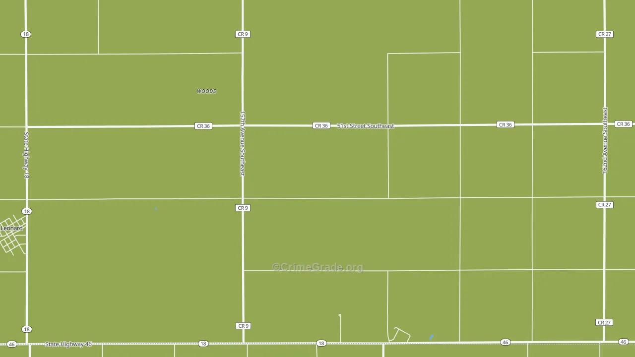 Woods, ND Map of Drug-Related Crime Rates