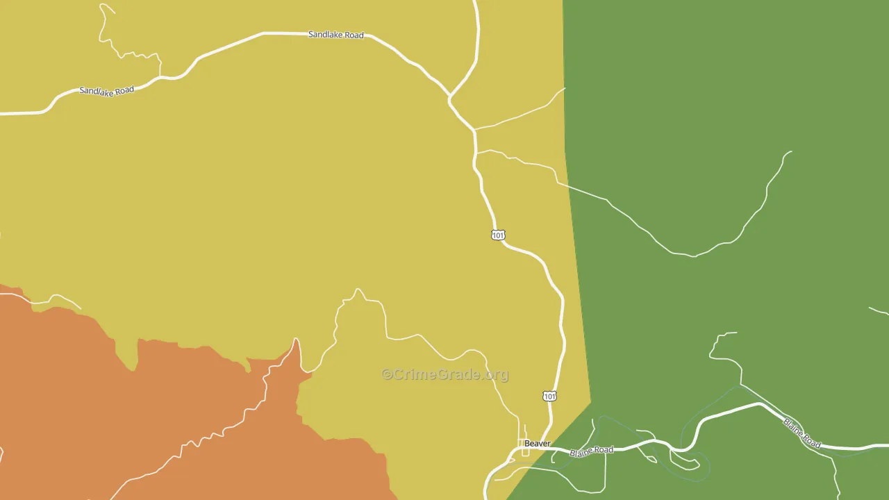 Woods, OR Map of Drug-Related Crime Rates