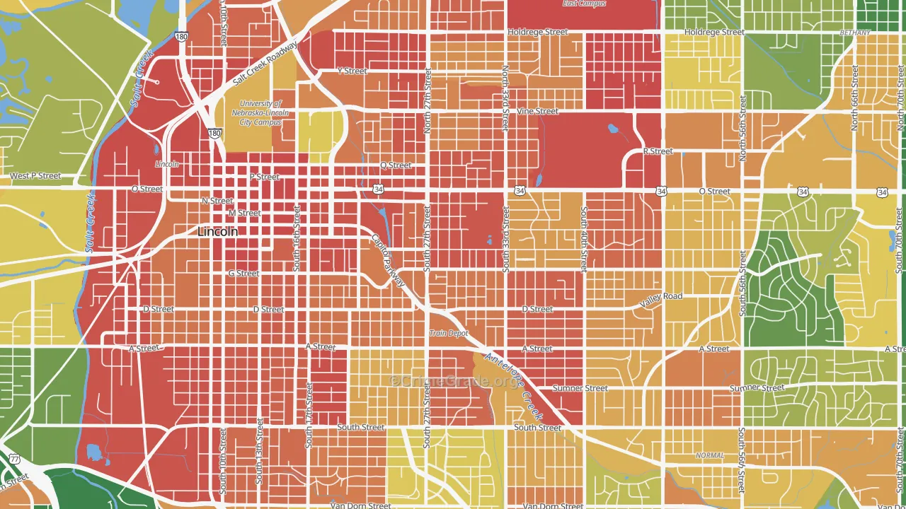 Woods Park, Lincoln, NE Map of Drug-Related Crime Rates