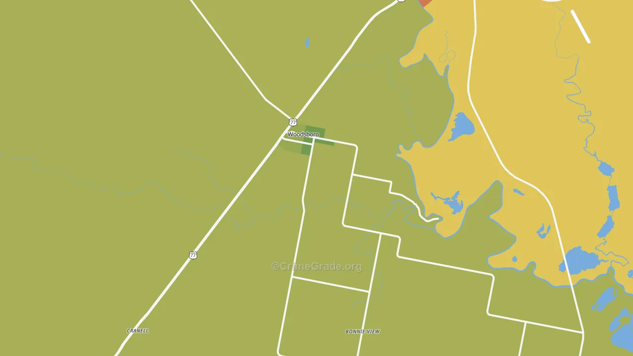 Woodsboro, TX Map of Drug-Related Crime Rates