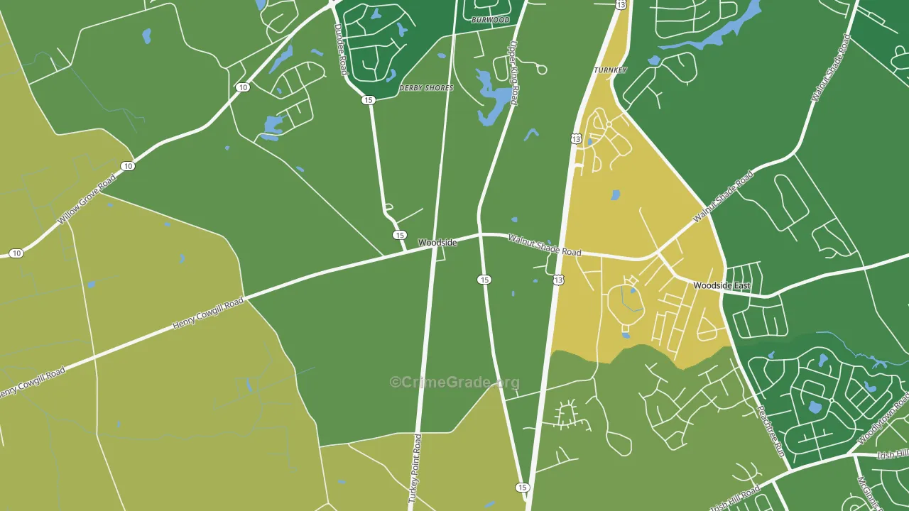 Woodside, DE Map of Drug-Related Crime Rates