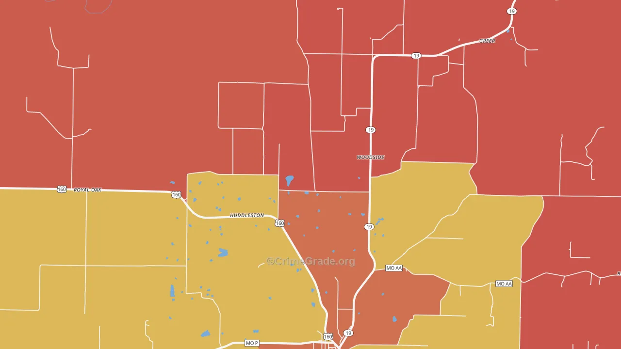 Woodside, MO Map of Drug-Related Crime Rates