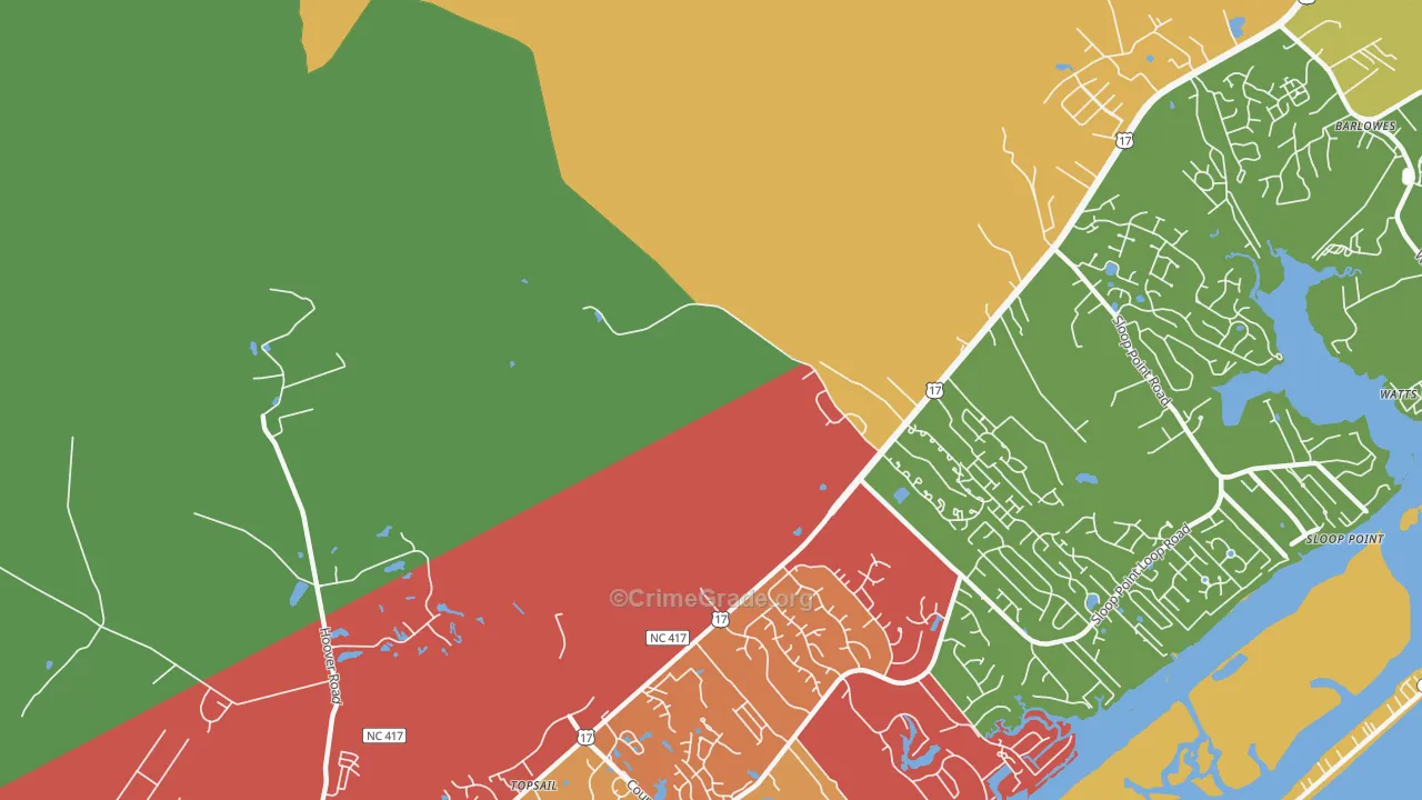 Woodside, NC Map of Drug-Related Crime Rates