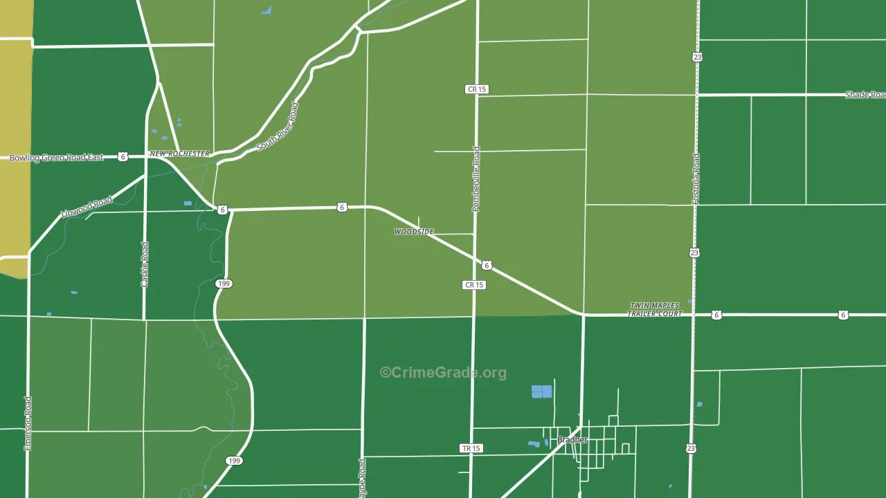 Woodside, OH Map of Drug-Related Crime Rates