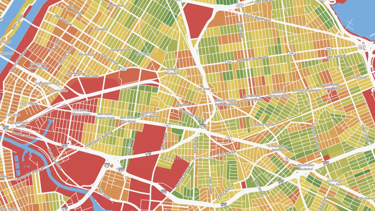 Woodside, Queens, NY Map of Drug-Related Crime Rates