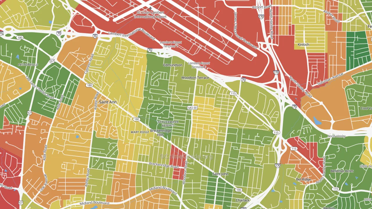 Woodson Terrace, MO Map of Drug-Related Crime Rates
