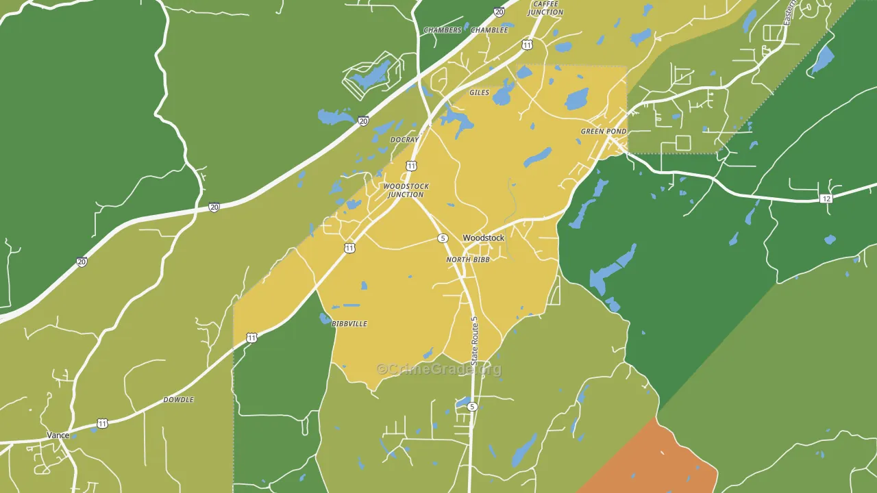 Woodstock, AL Map of Drug-Related Crime Rates