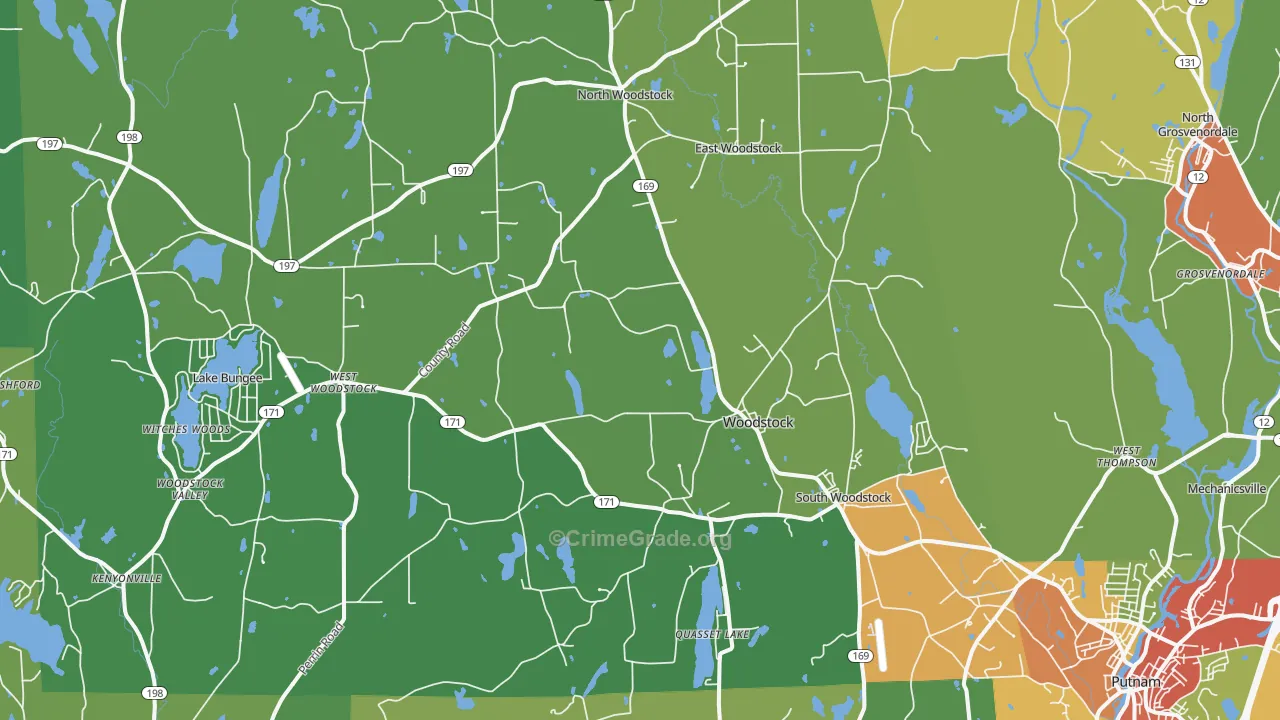 Woodstock, CT Map of Drug-Related Crime Rates