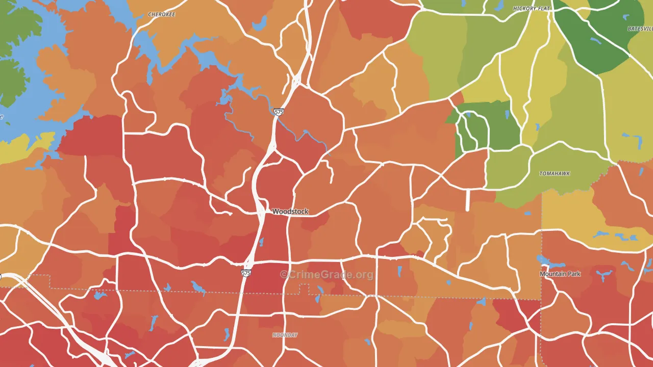 Woodstock, GA Map of Drug-Related Crime Rates