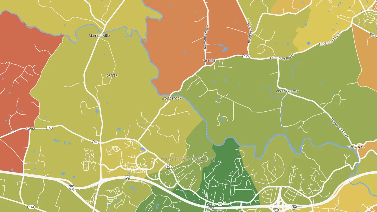Woodstock, MD Map of Drug-Related Crime Rates