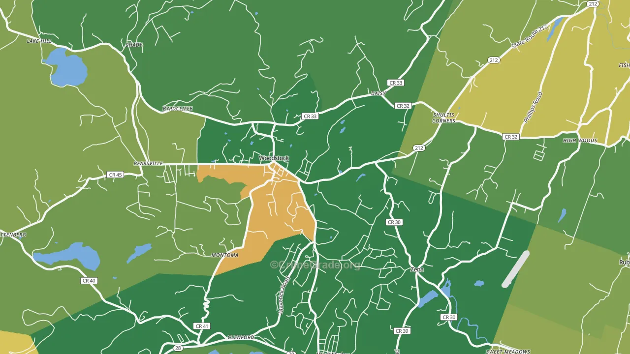 Woodstock, NY Map of Drug-Related Crime Rates
