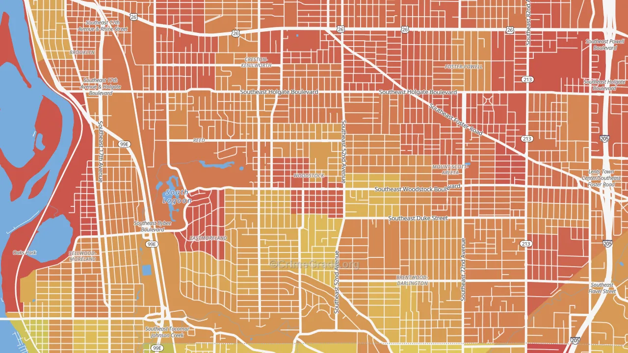 Woodstock, Portland, OR Map of Drug-Related Crime Rates