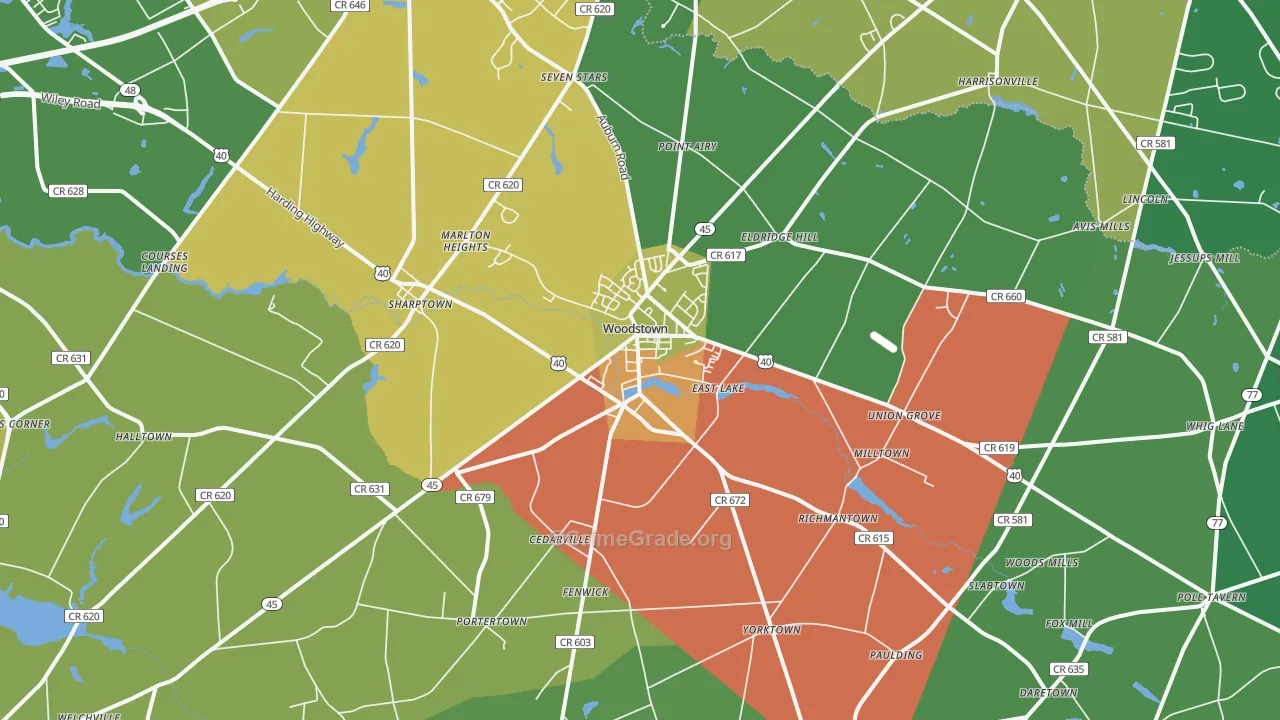 Woodstown, NJ Map of Drug-Related Crime Rates