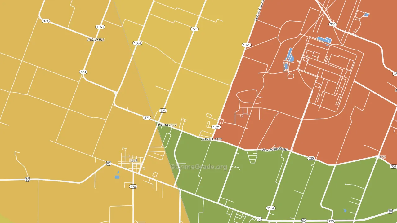 Woodville, KY Map of Drug-Related Crime Rates