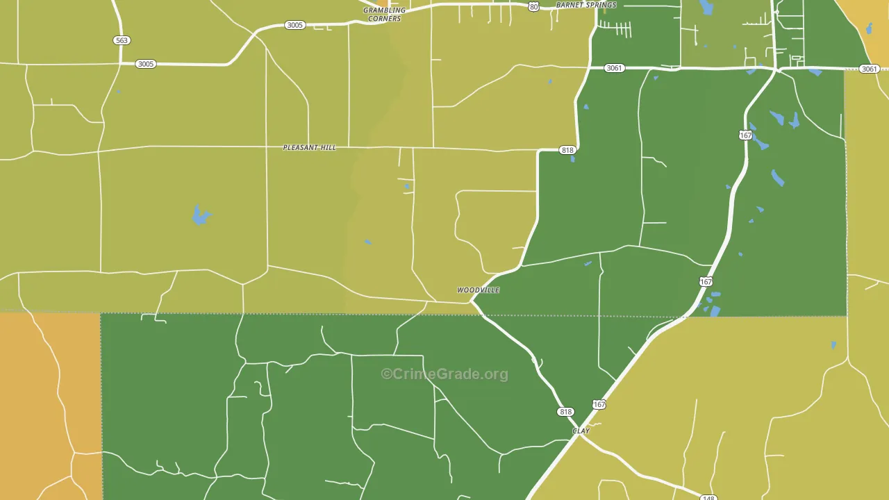 Woodville, LA Map of Drug-Related Crime Rates