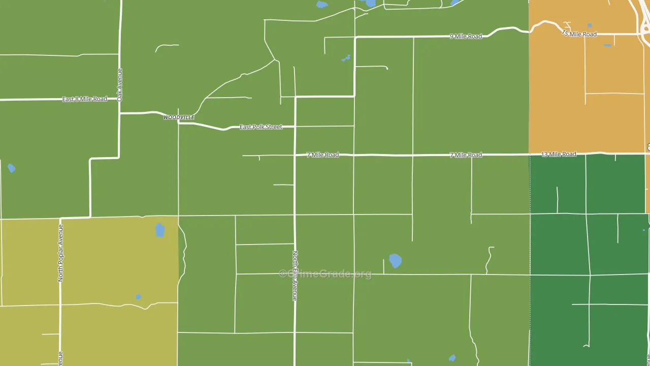 Woodville, MI Map of Drug-Related Crime Rates